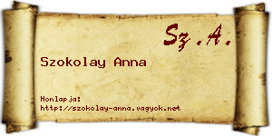 Szokolay Anna névjegykártya